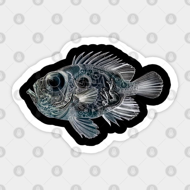 Steampunk Jonah Fish Sticker by Marike Korting Art